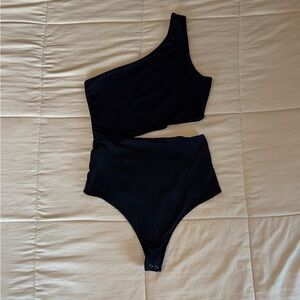 Abercrombie & Fitch Black One-Shoulder Bodysuit